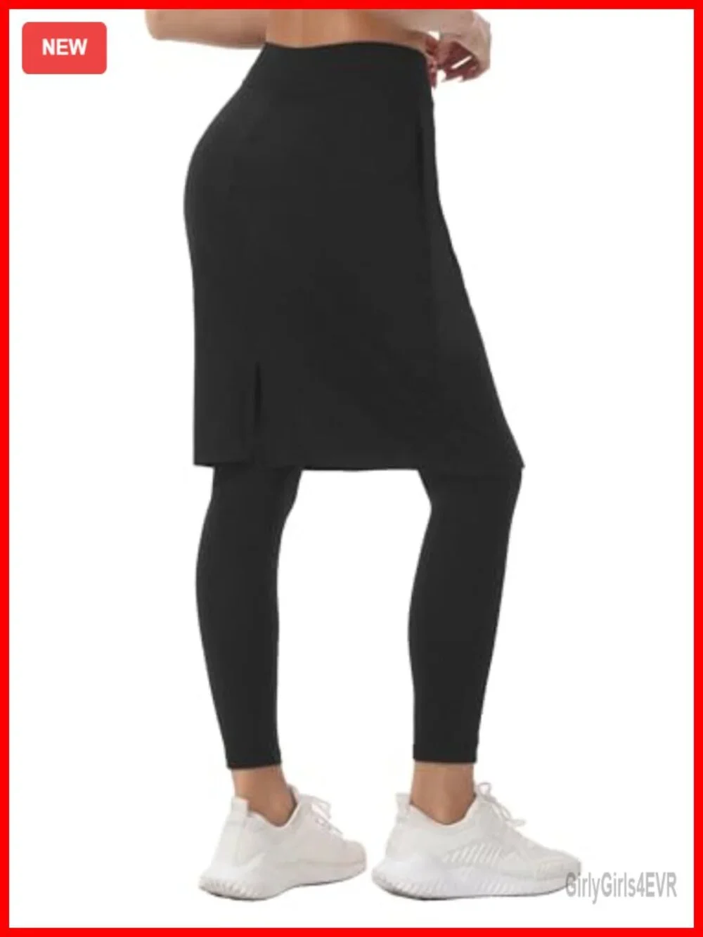 Women's Athletic Skort with Built-in Leggings, Knee Length, UPF 50+